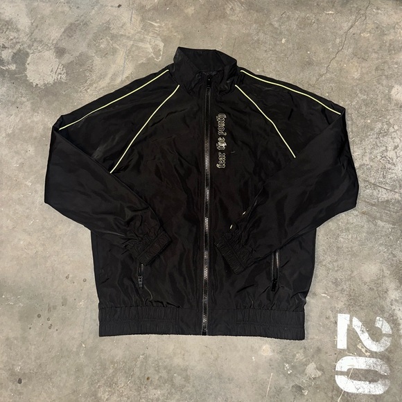 Black Track Jacket with Neon Green Accents - Picture 1 of 8